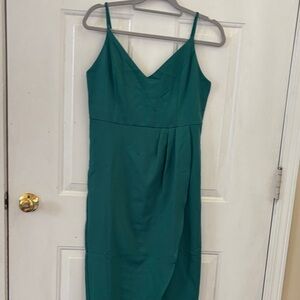 Elegant Teal Spaghetti Strap Dress